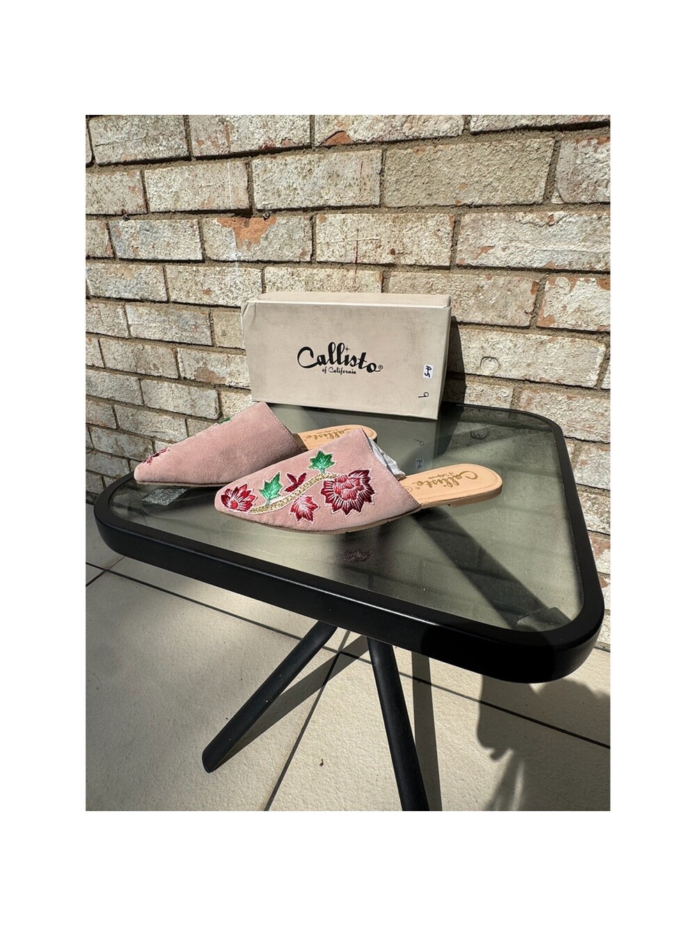Callisto Carisma Women's Blush Floral Embroidered Slide Mules Size 9M